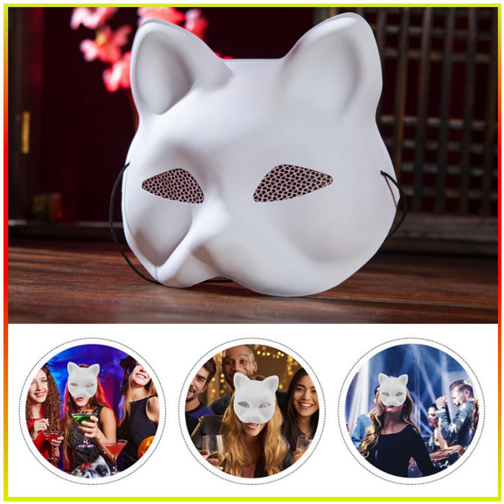 Máscara Cosplay Não Pintada Branca Com Fios De Malha Para Festa De Halloween , Carnaval De Bricolage