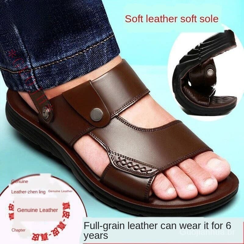 GUOJH 100% genuíno sandálias de couro sem deslizamento para homens BOTE 2024