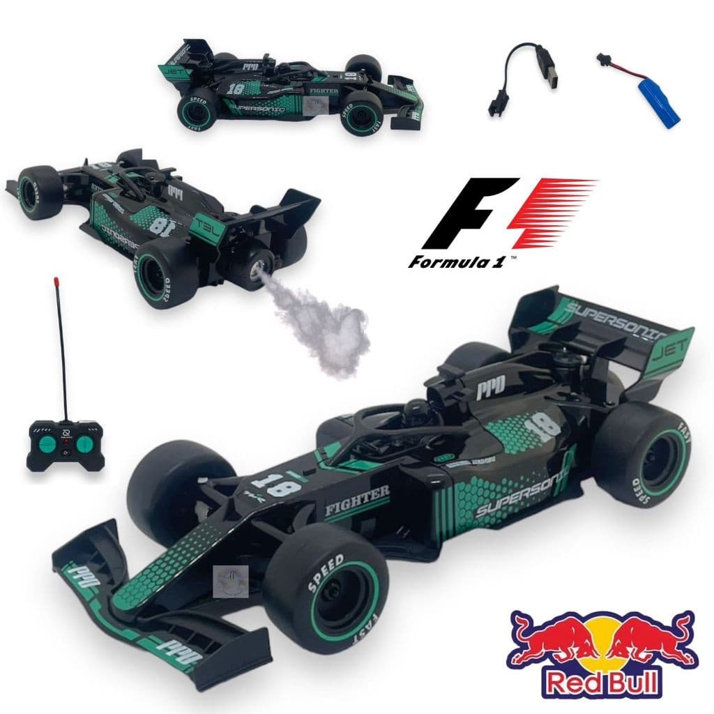 Carrinho Controle Remoto F1 Formula 1 Bateria Recarrega Solta Fumaça