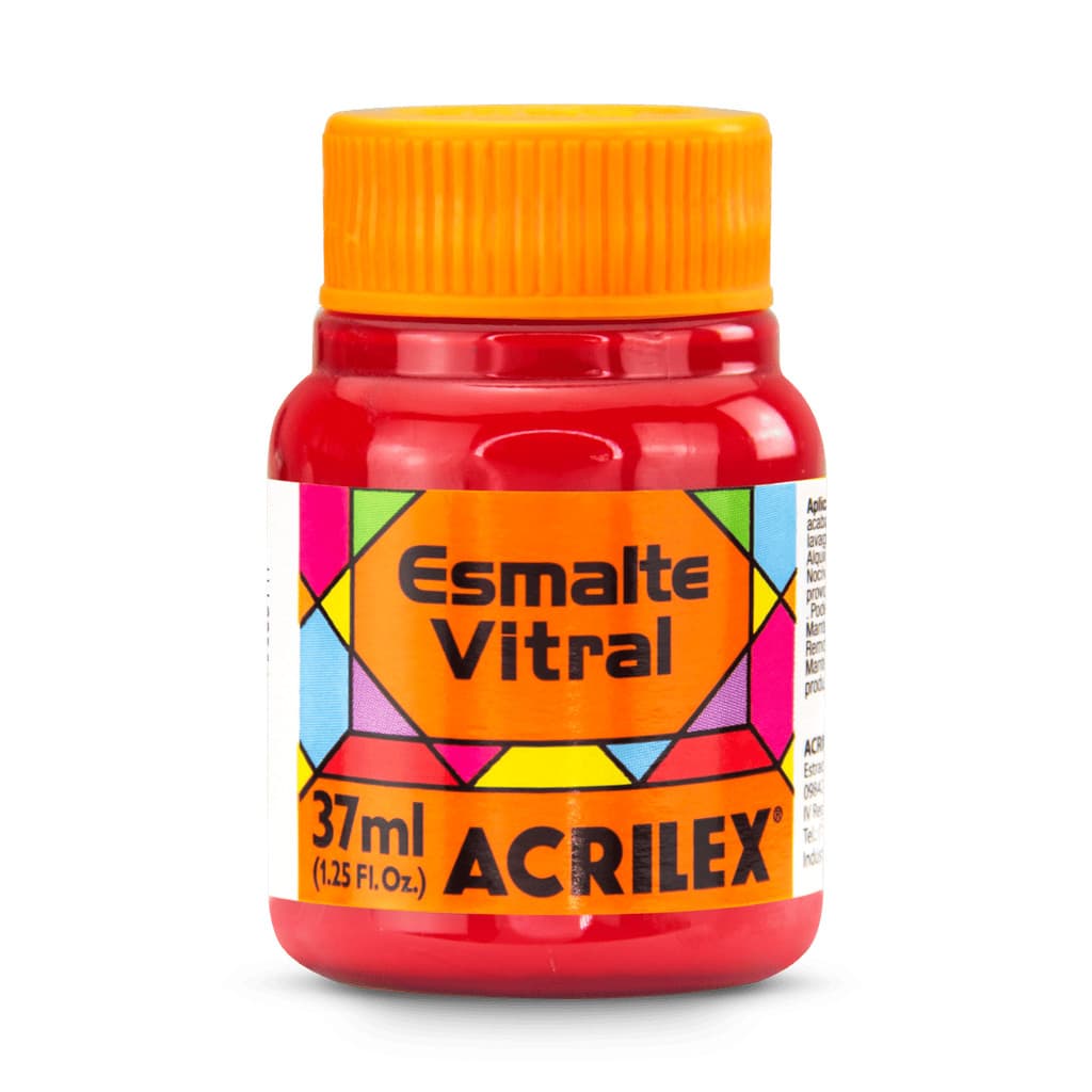 ESMALTE VITRAL ACRILEX 37ML 523 VERMELHO