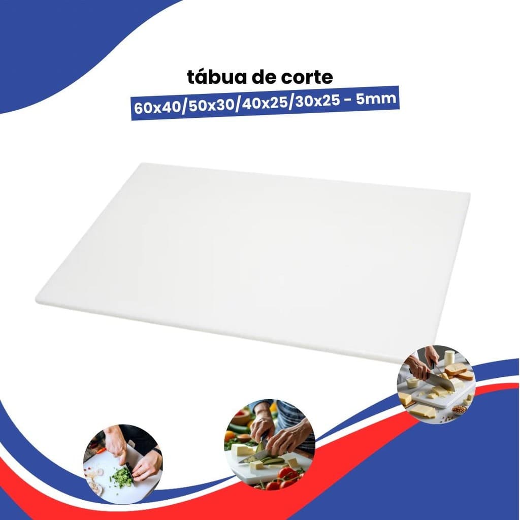 Tabua De Corte Profissional 5MM Anvisa Antibacteriana Carnes Legumes 60x40 50x30 40x25 30x25