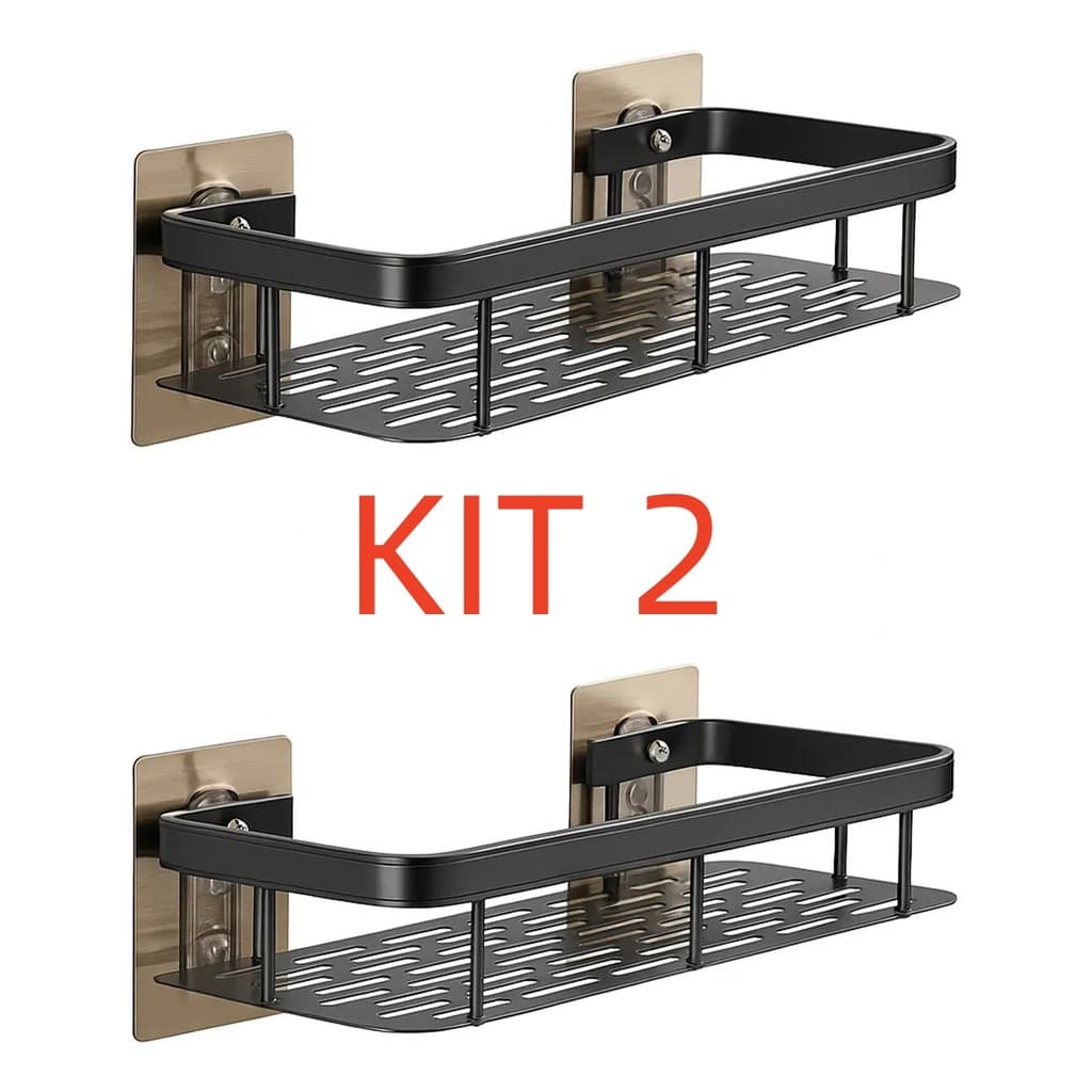 KIT 2 Suporte para Shampoo Prateleira De Banheiro De Liga De Alumínio, Organizador De Armazenamento De Cozinha