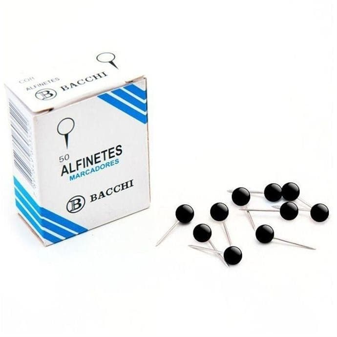 Alfinete Mapa Preto Cx.c/50pcs. - Bacchi