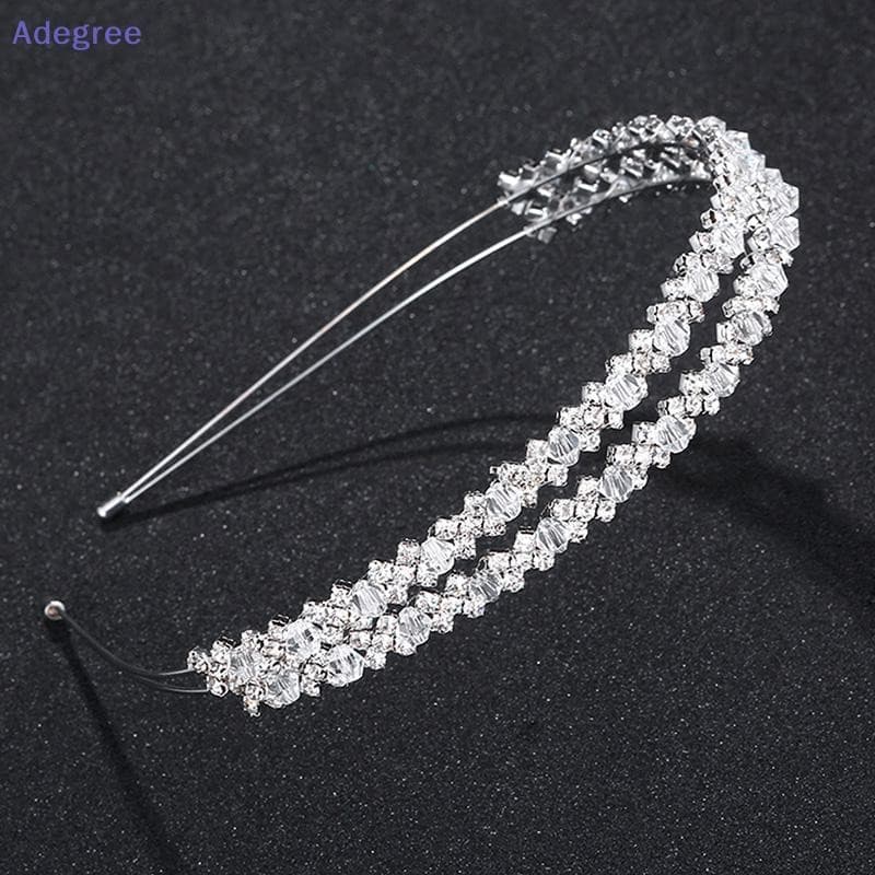 Adegree Tiara Coroa De Noiva Artesanal Cristal Dupla Camada Faixa De Cabelo De Casamento Novo