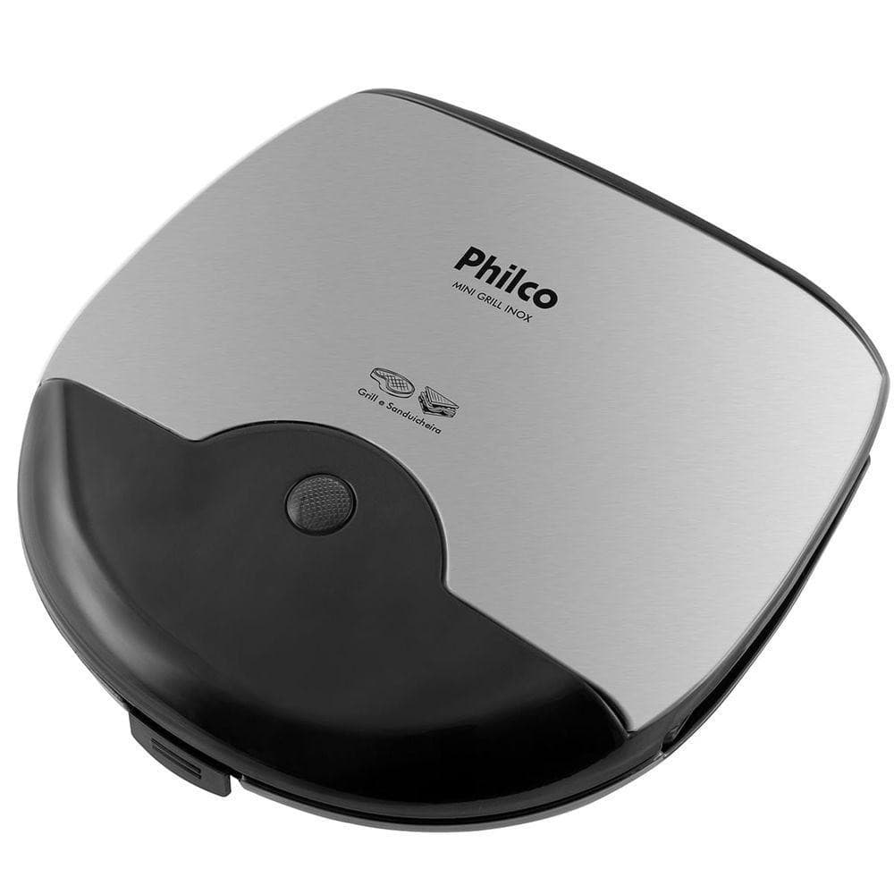 Mini Grill E Sanduicheira Philco Inox Preto 750W 220V