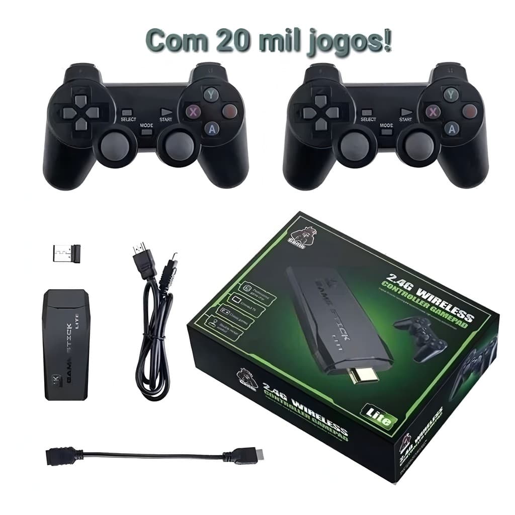 Bastão De Videogame 4K Com 20000 Jogos 64gb 2 Controladores Sem Fio Console Portátil Retrô