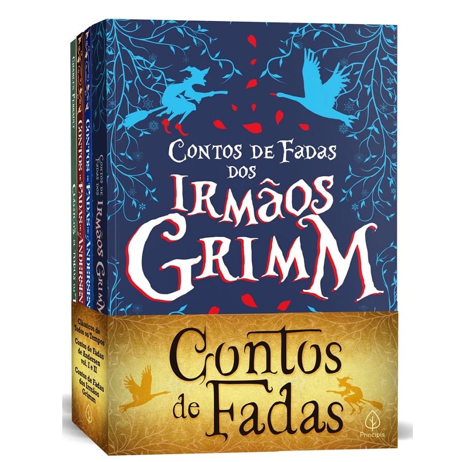Box 4 Livros Contos de Fadas Irmãos Grimm Hans Cristian Andersen e Charles Perrault