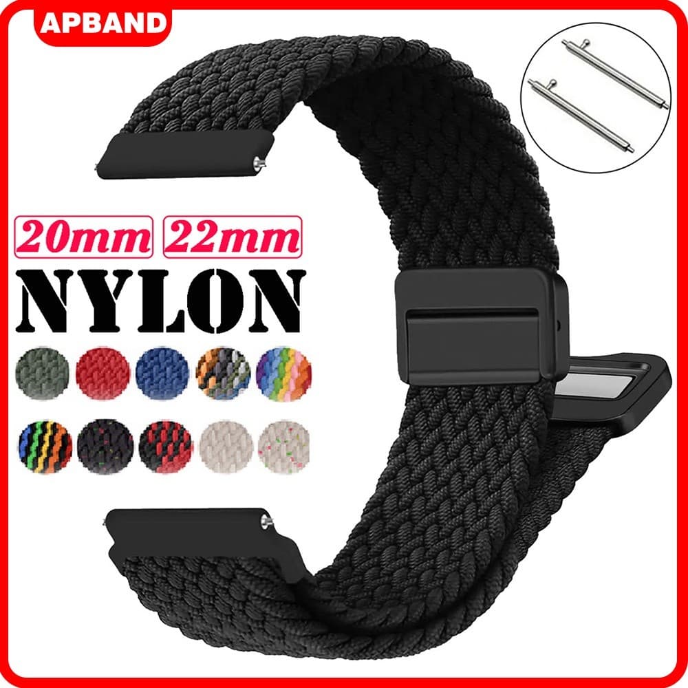 Pulseira De Nailon De 20mm/22mm Para Smartwatch Samsung Galaxy Watch 7 FE 6 5/Huawei Watch GT/Amazfit Watch/Garmin Watch