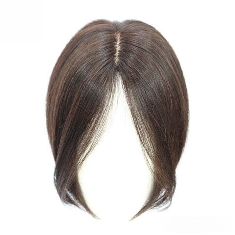 100% Cabelo Humano Real Topper Aplique de Cabelo Francês Parte Média Peruca Clip In para Mulheres W7AG