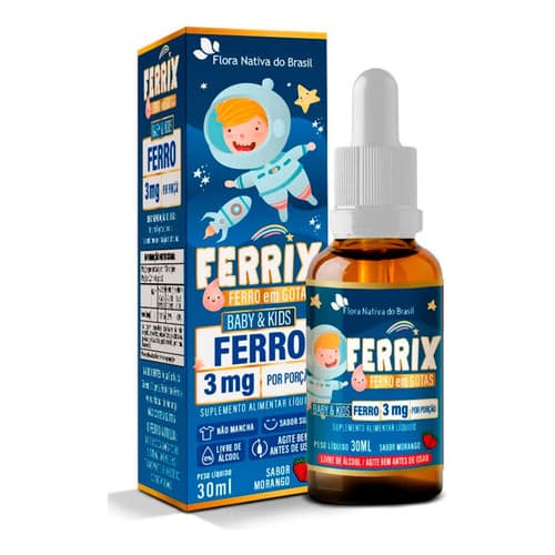 Suplemento Infantil Ferrix Ferro 5mg 30ml Morango