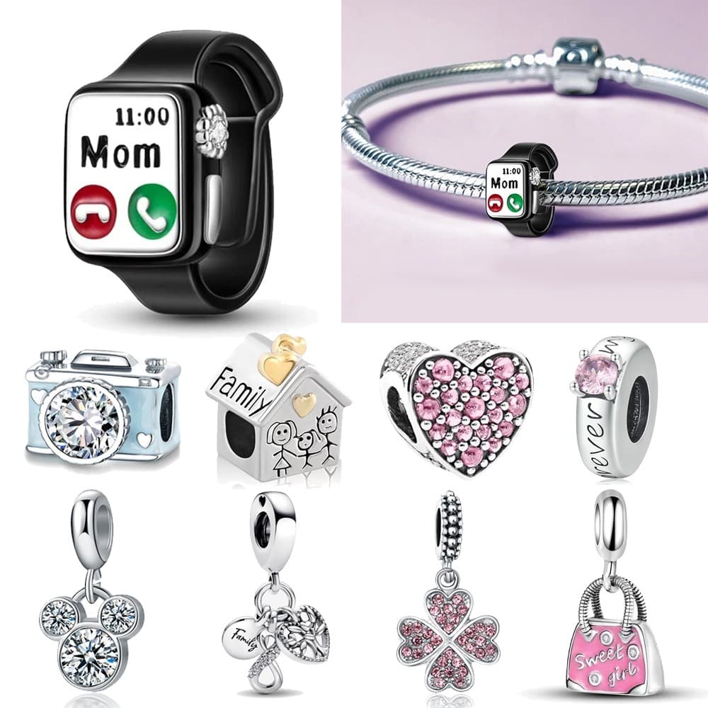 Pingente Rosa Prata 925 | Pulseira com amor coração casa encantos presente de aniversário