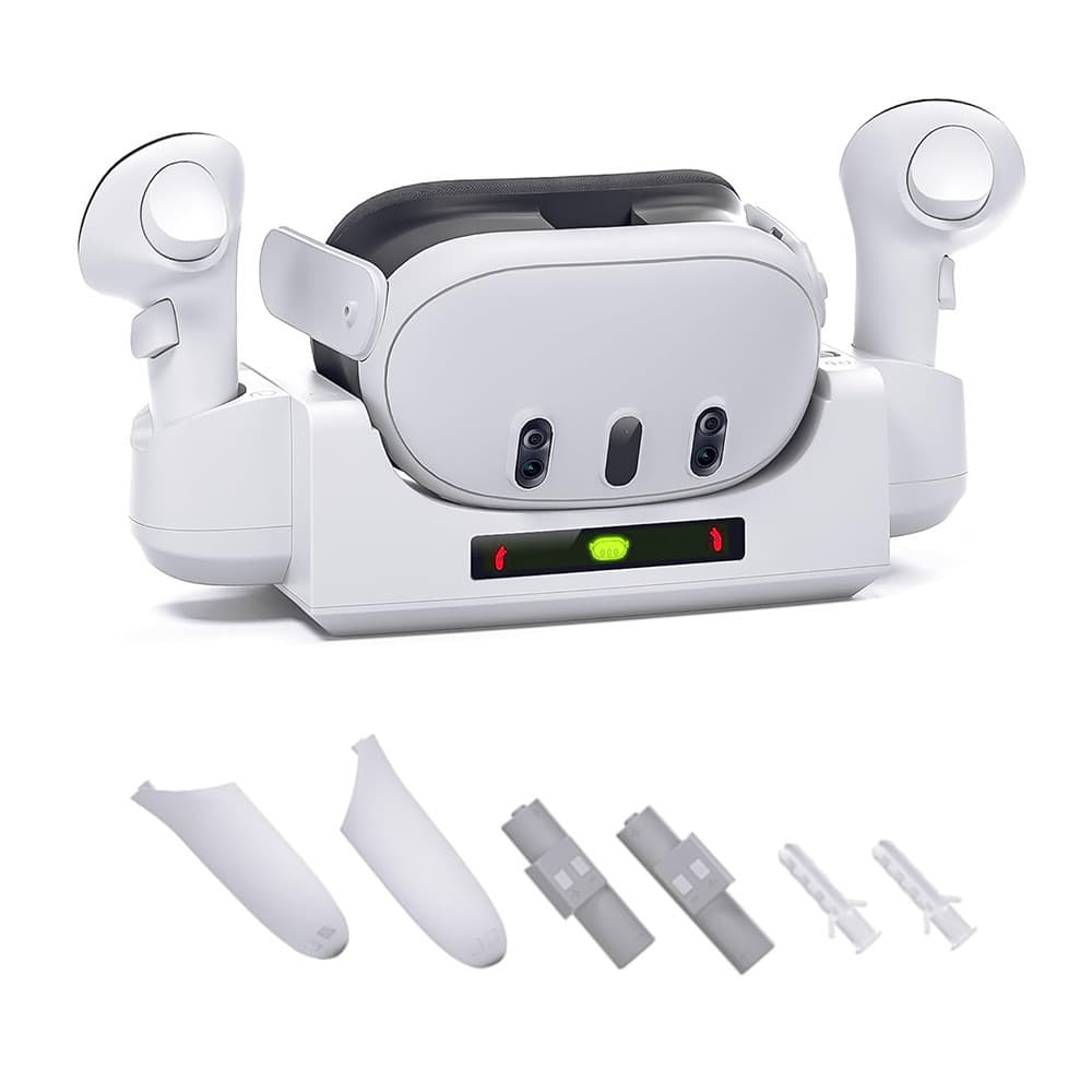 Base De Carregamento 2 Em 1 Para Quest 3 , Com Suporte De Mesa E Modos De Montagem Parede Fone De Ouvido VR Controladore