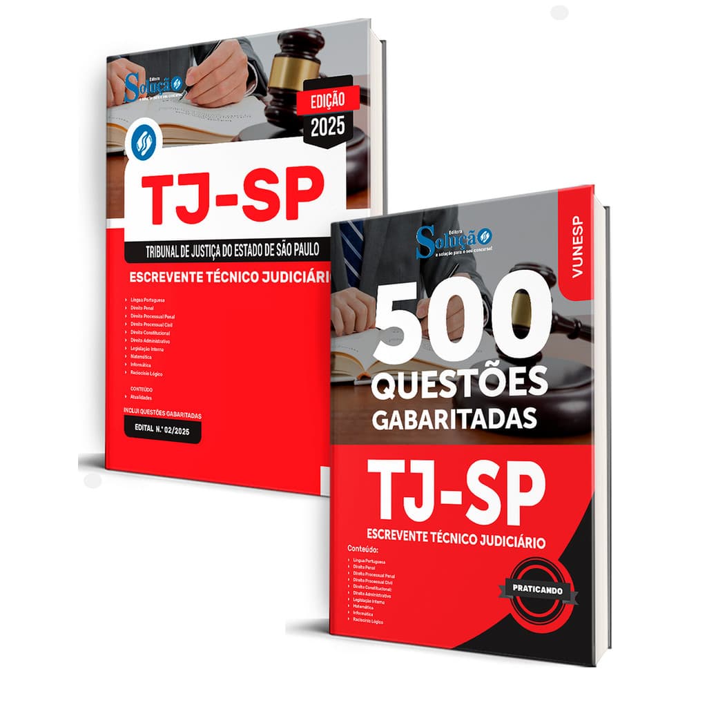 KIT TJ SP Escrevente Tecnico Judiciario+500 Questoes Solucao