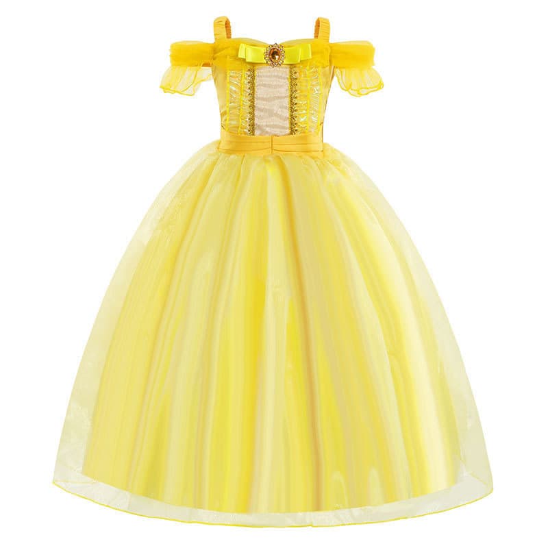 Vestidos + Tiara Com Coroa De Princesa Bella Fantasia Para Festa Halloween Aniversario