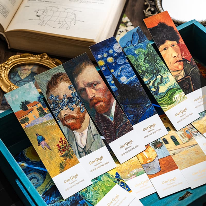 30 Peças Caixa Retrô Pintura A Óleo Série De Impressão Marcador Escolar Estudante Clipes De Página Portátil Marcadores