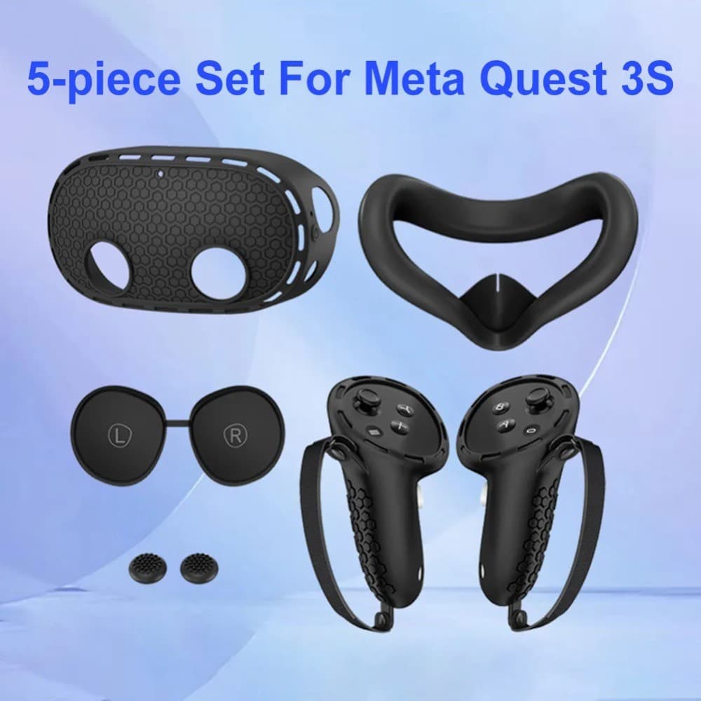 Para Meta Quest 3S Conjunto De Capa Protetora De Silicone 5 Em 1 Anti-Vazamento Nariz Almofada Máscara Caso Substituição