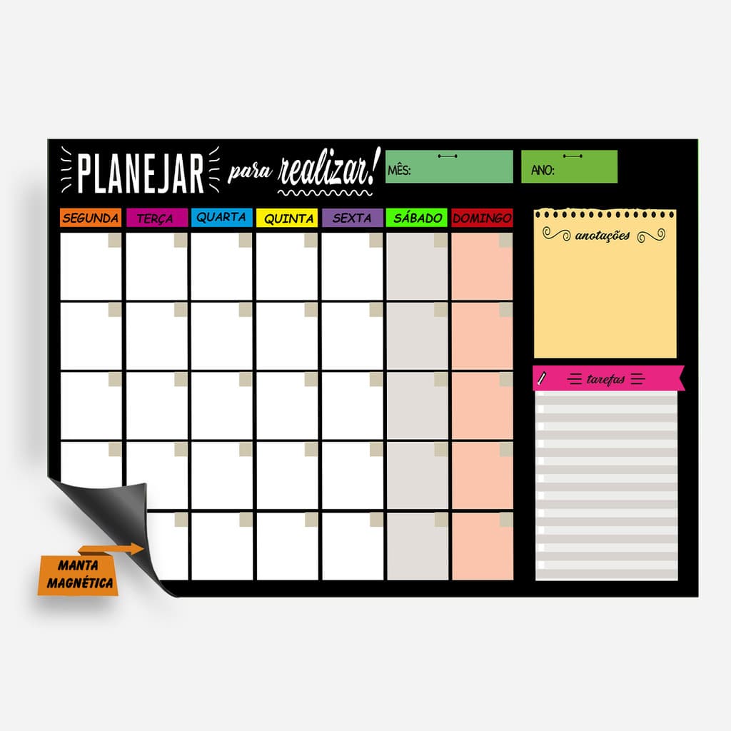 Imã Lousa Branca Geladeira - 2 Canetas Com Apagador Magnética - 20x30cm - Lembrete Recado Organização IMÃ DE GELADEIRA