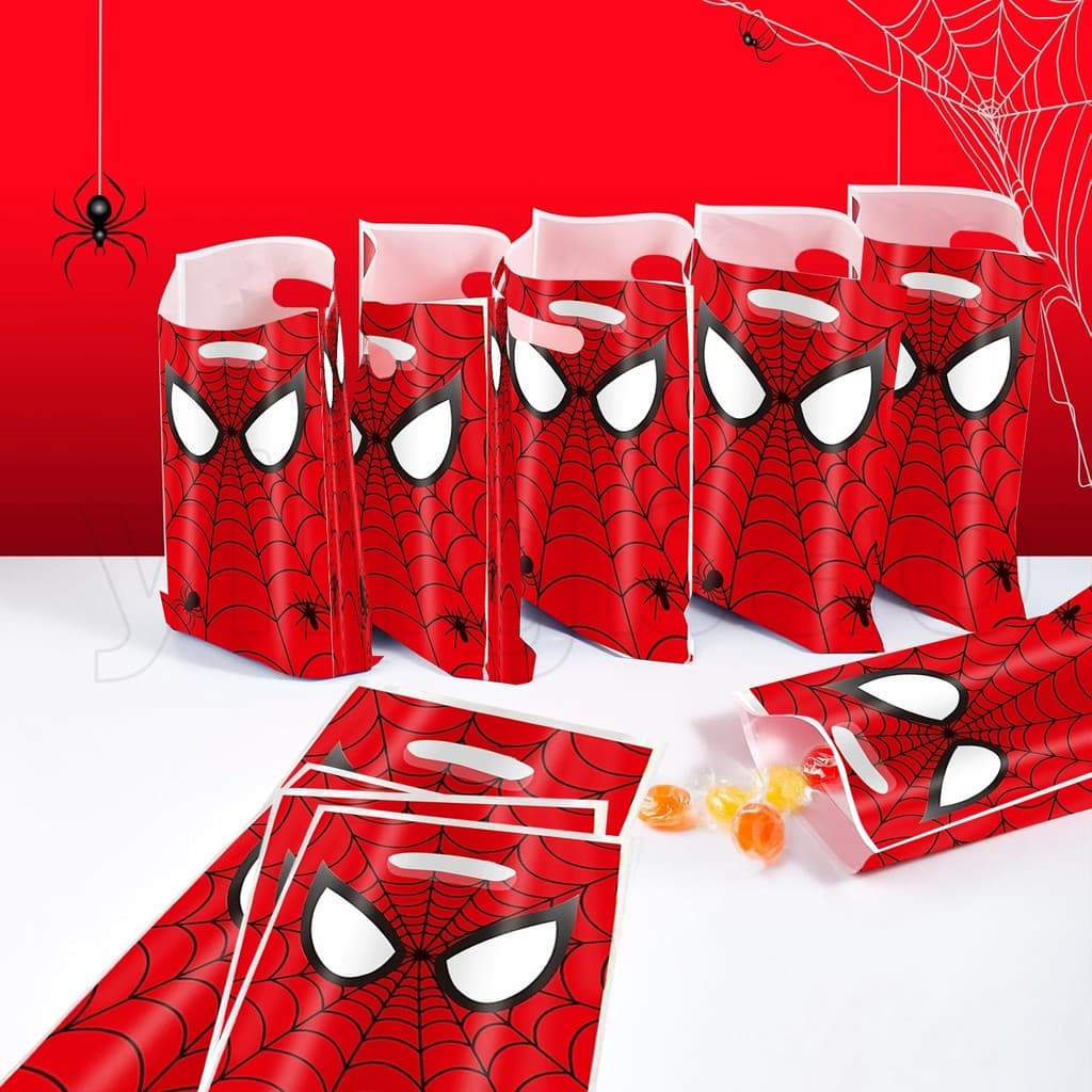 30 Sacos Do Presente Da Festa De Aniversário Homem-Aranha Dos Pces , Plásticos Deleite Impressos Teia De Com Alças Favor