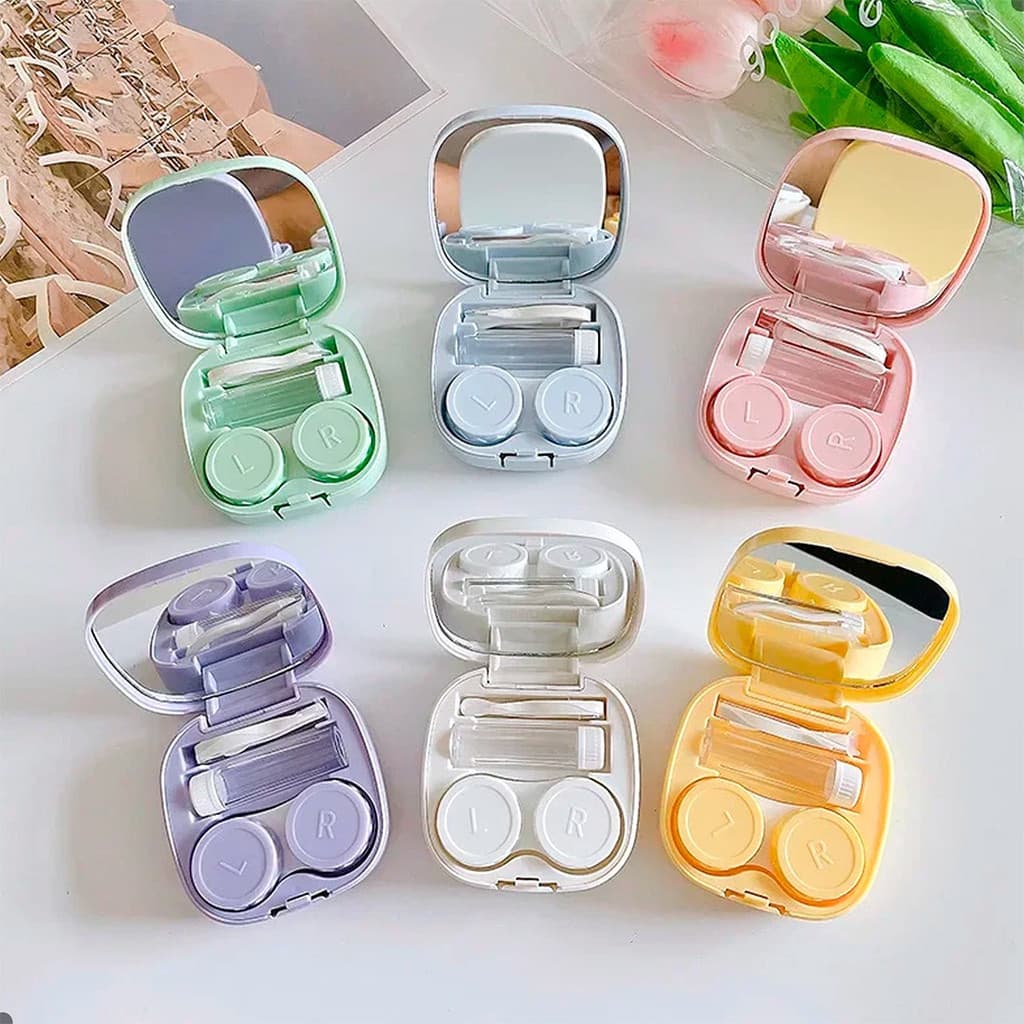 Mini Estojo Porta Lente De Contato Kit Pinça Ventosa Espelho Ideal para Viagens e Transporte Zyoou