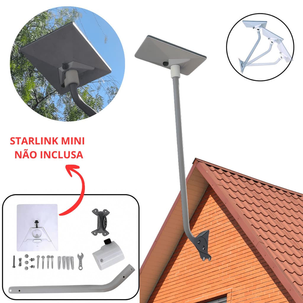 Starlink Mini Suporte Longo 90cm Fixação em Telhado e Parede