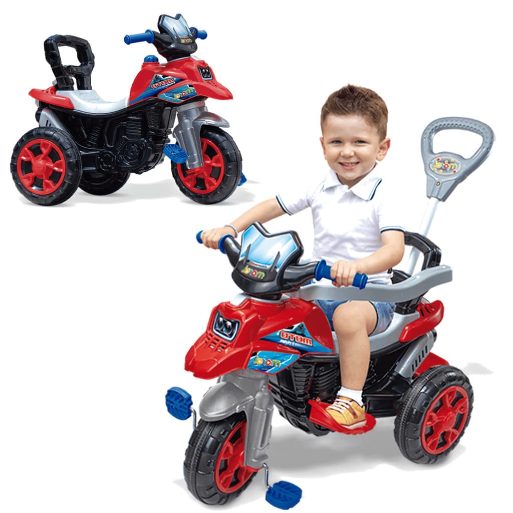 Moto Trail Infantil 2 em 1 Maral com Pedal e Empurrador Vermelha