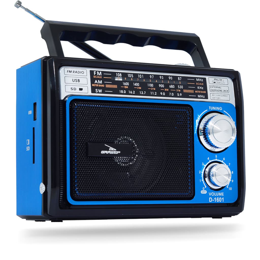 Rádio Retro Vintage Caixa De Som Rádio FM AM SW Antena Analógica Auxiliar P2 Recarregável Cartão SD/TF USB