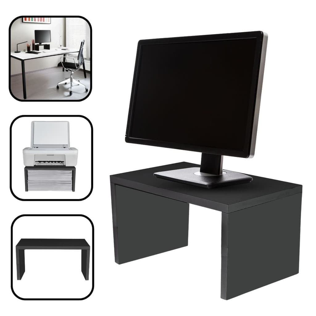 Suporte Para Monitor Base Elevada 20x35x20cm MDF Preto