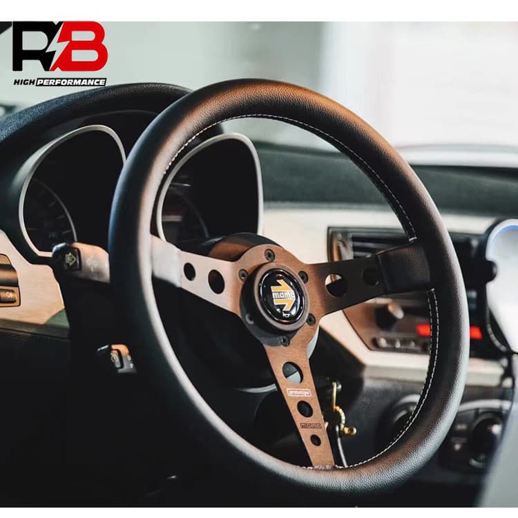 Volante MOMO P1 14 Polegadas/350 Mm Couro Preto Drift Sport Steering