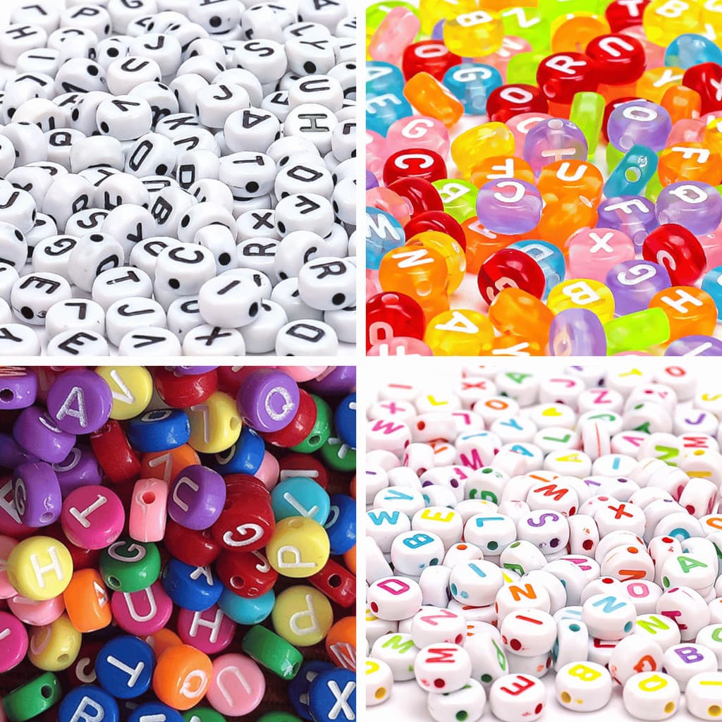 1000 Letras Miçangas Alfabeto Redonda Para Kit Miçangas Pulseira Infatil Colares Chaveiro