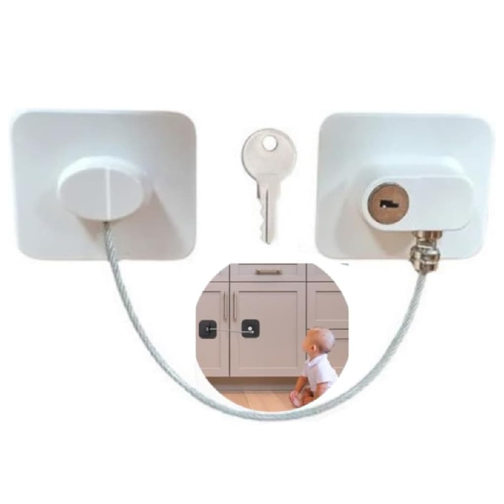 Tranca Com Chave Trava De Segurança P/ Porta Gaveta Armário Geladeira Proteção Bebês Crianças