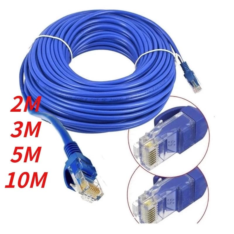 Cabo de rede rj45 cat5E 2m 3m 5m 10m 25m Internet Lan Azul Crimpado