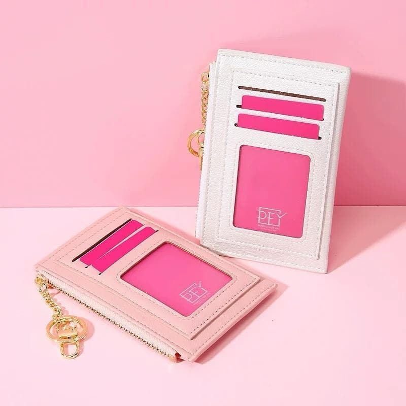 Carteira Feminina com Chaveiro Multi-Cartão Porta Cartão Casual Unissex D477 VT