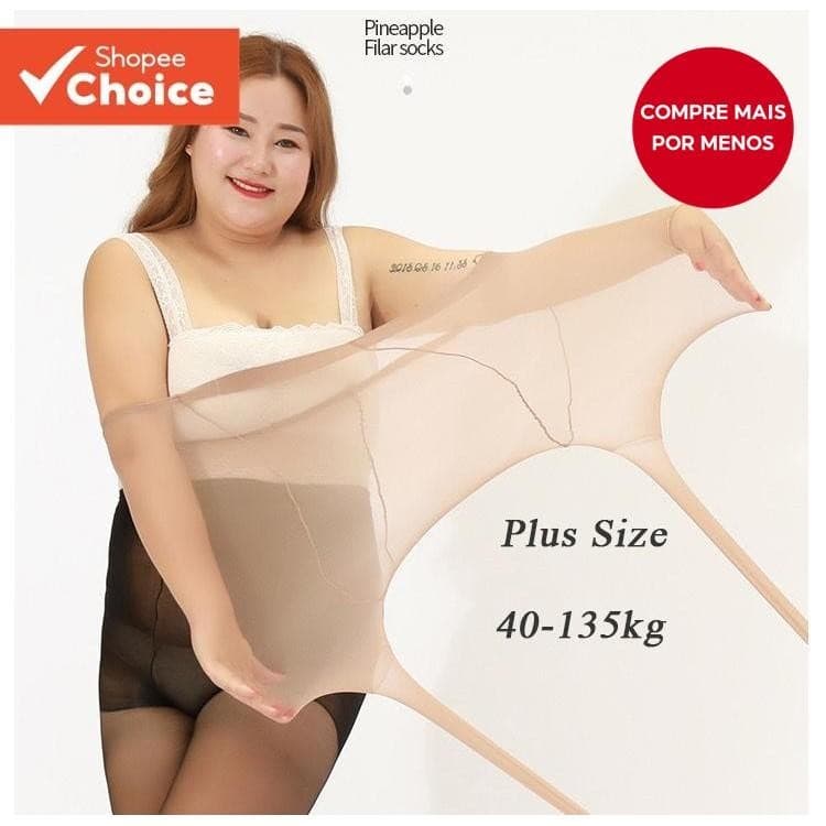 Meia-Calça Plus Size Anti-Enrolamento – Super Elástica, Resistente a Rasgos e Respirável