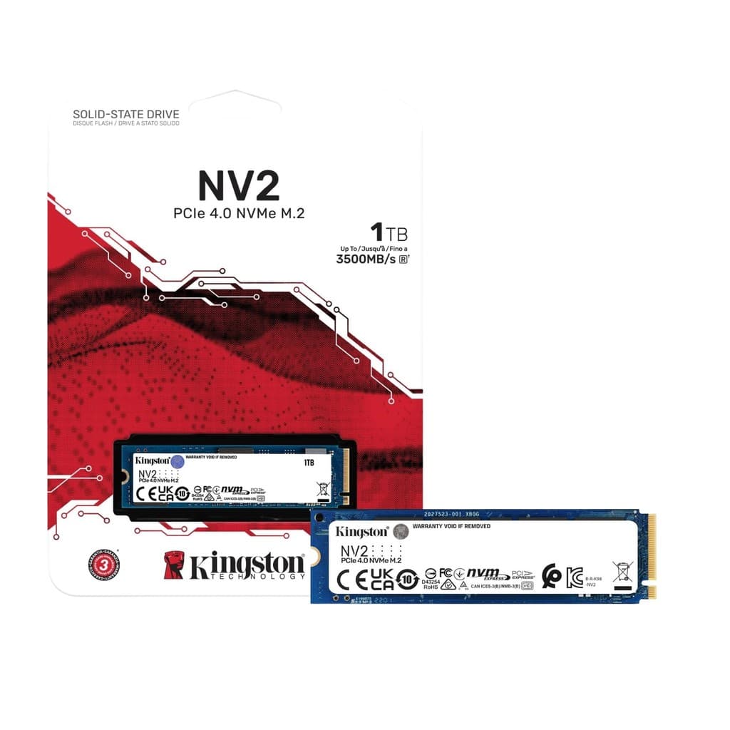 SSD NVMe Cap 1TB Kingston M.2 2280 Leitura 3500MB/s Gravação 2100MB/s SNV2S/1000G