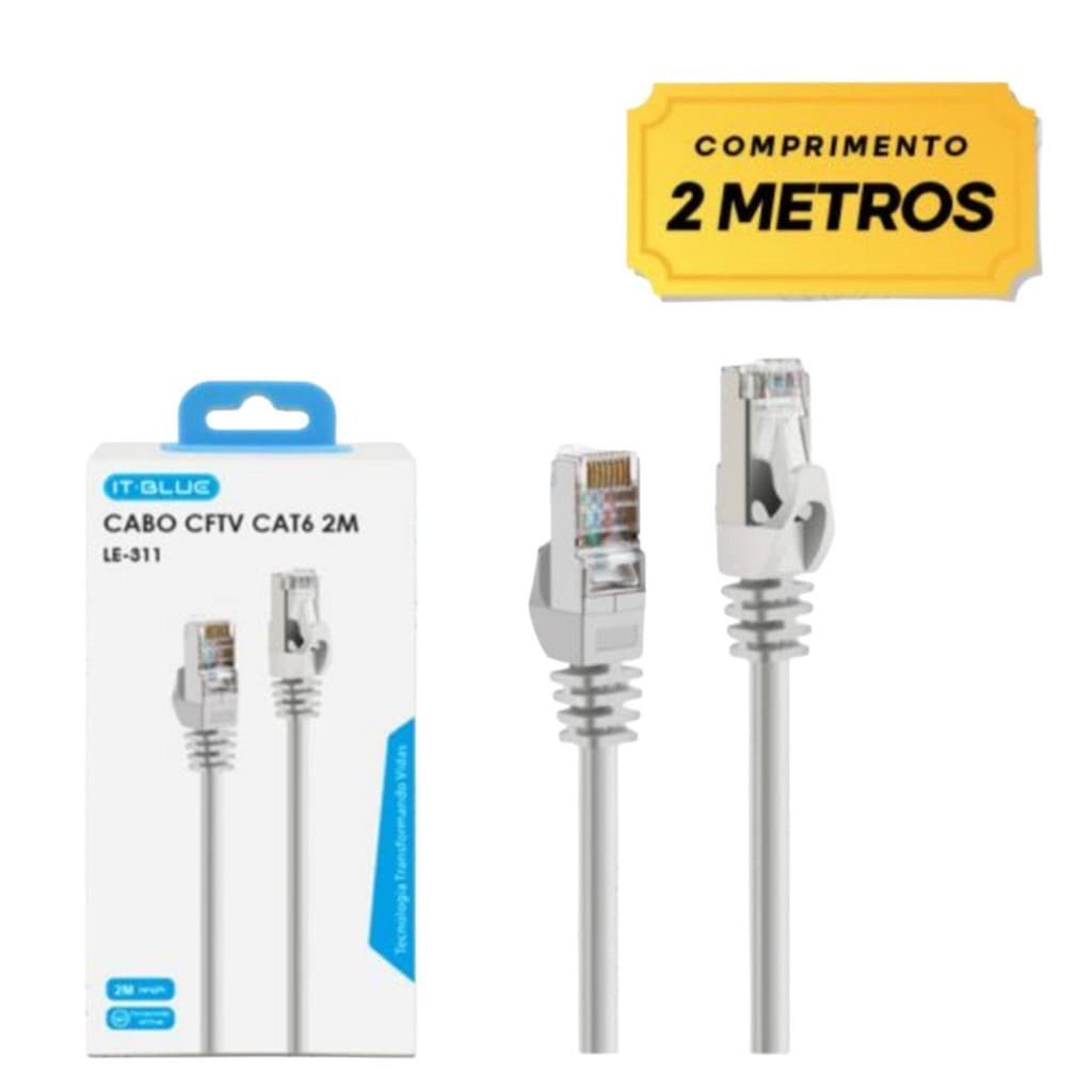 Cabo De Rede Cat6 2 Metros Ethernet Lan Giga 10/1000
