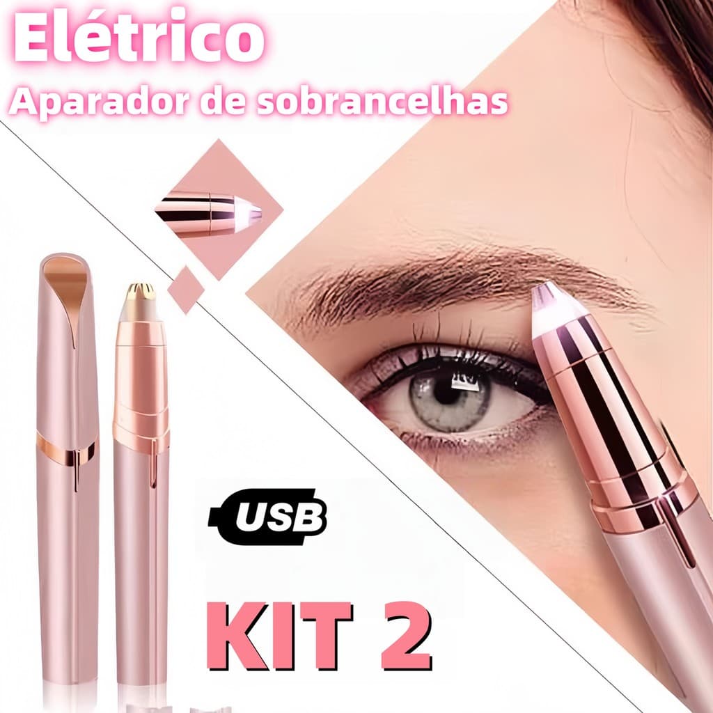 Depilador de Sombrancelha Buço Nariz Orelha Rosto Facial Elétrico Tira Pelos USB Recarregável