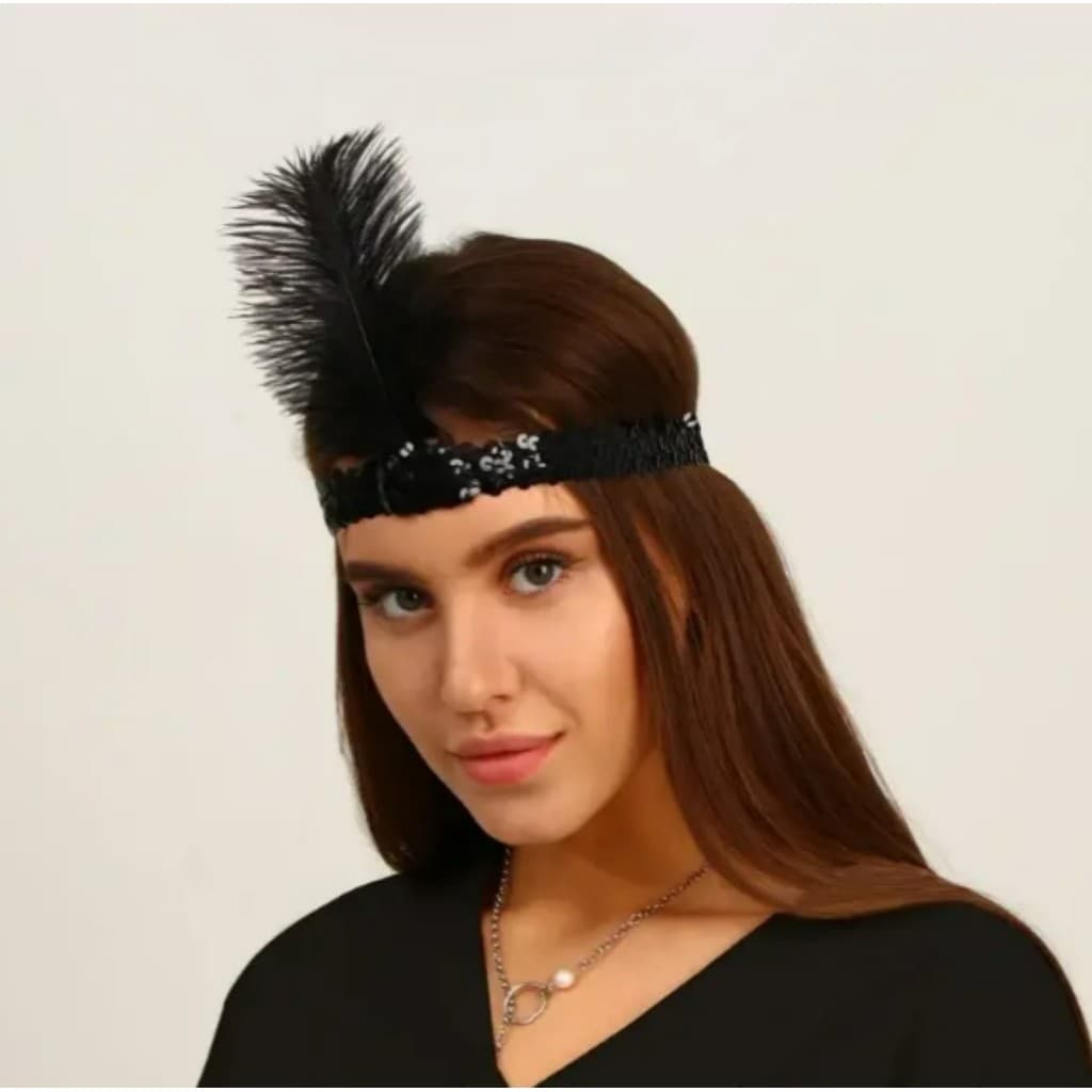 Tiara Faixa Varias cores Lantejoula Pena Melindrosa Fantasia