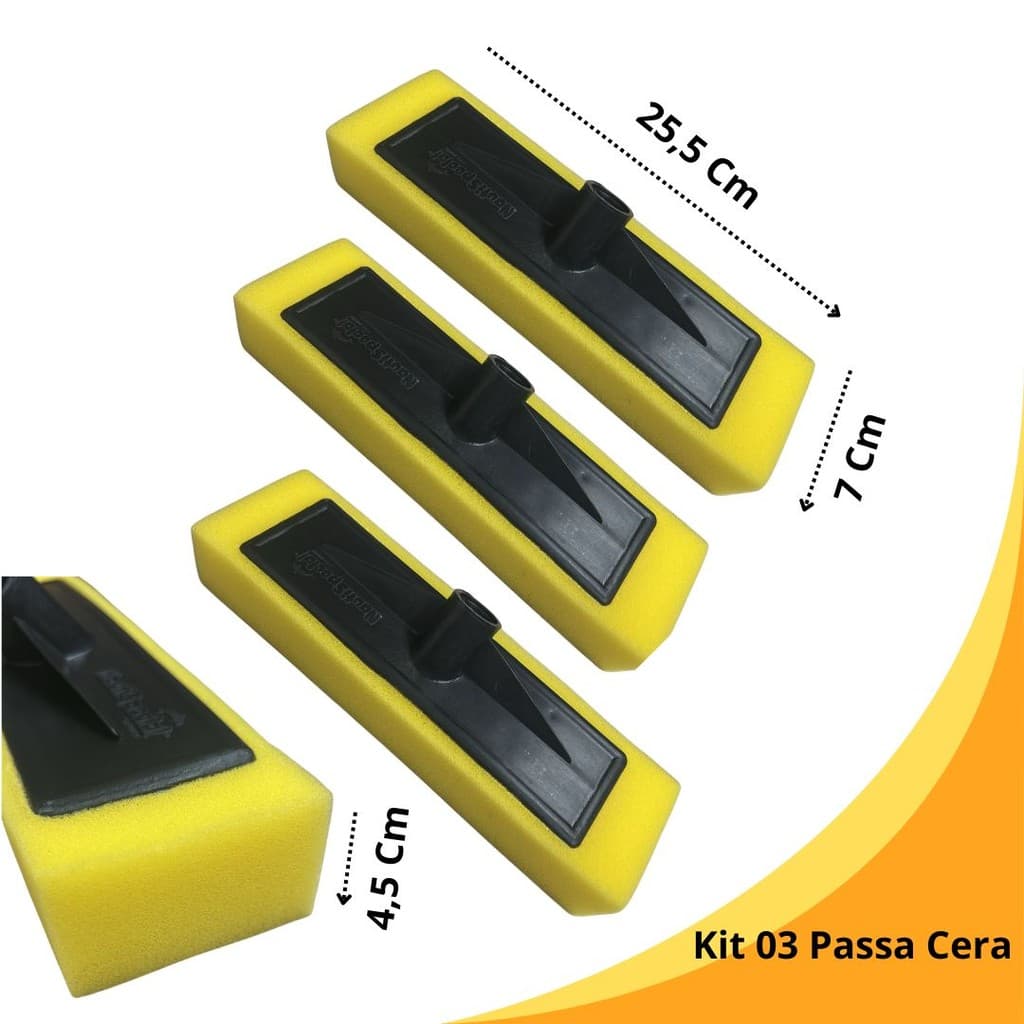 Kit 3 Unidades Rodo Passa Cera Espuma Macia Esponja Multiuso Piso Frio Madeira Sem Cabo Rosca- NEW