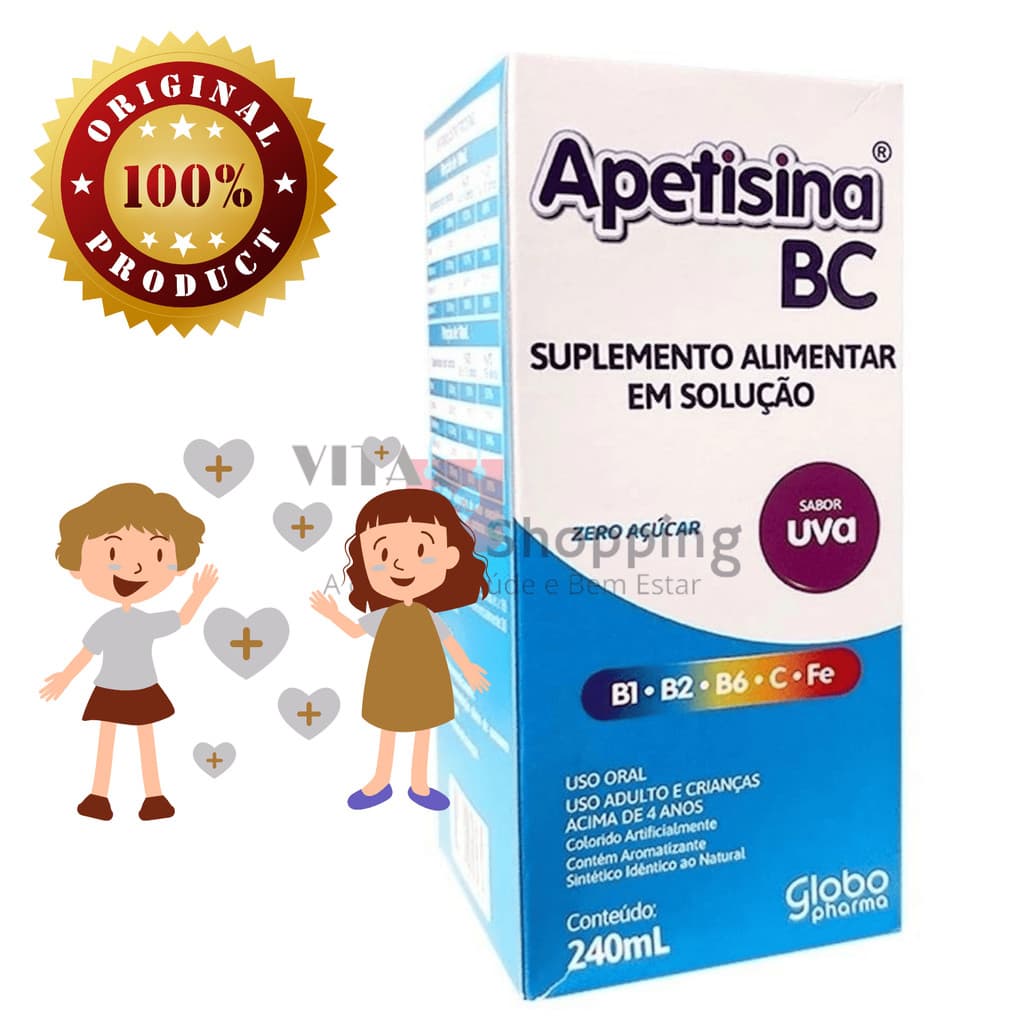 Apetisina BC Uva ou Morango - Suplemento em xarope 240ml