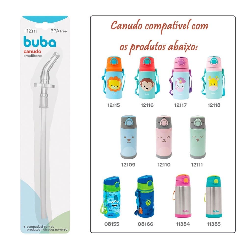 Canudo Refil Repositor em Silicone Para Garrafas Térmicas Canudinho Para Copo Térmico Buba