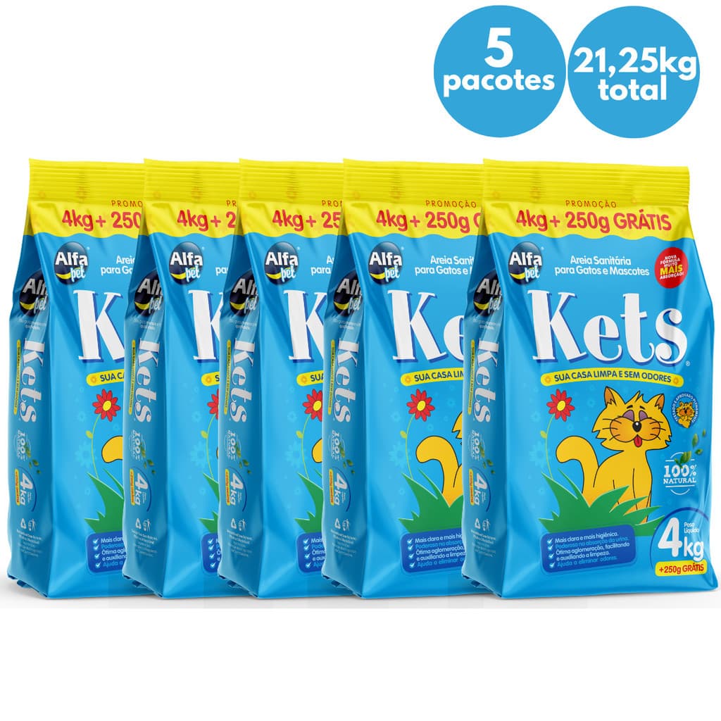 Kit Atacado Areia para Gato Biodegradável Kets Anti Odor 20kg