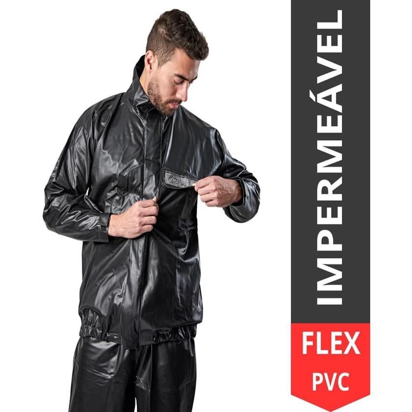 Conjunto Capa Chuva  PVC Moto Impermeável Com Gola
