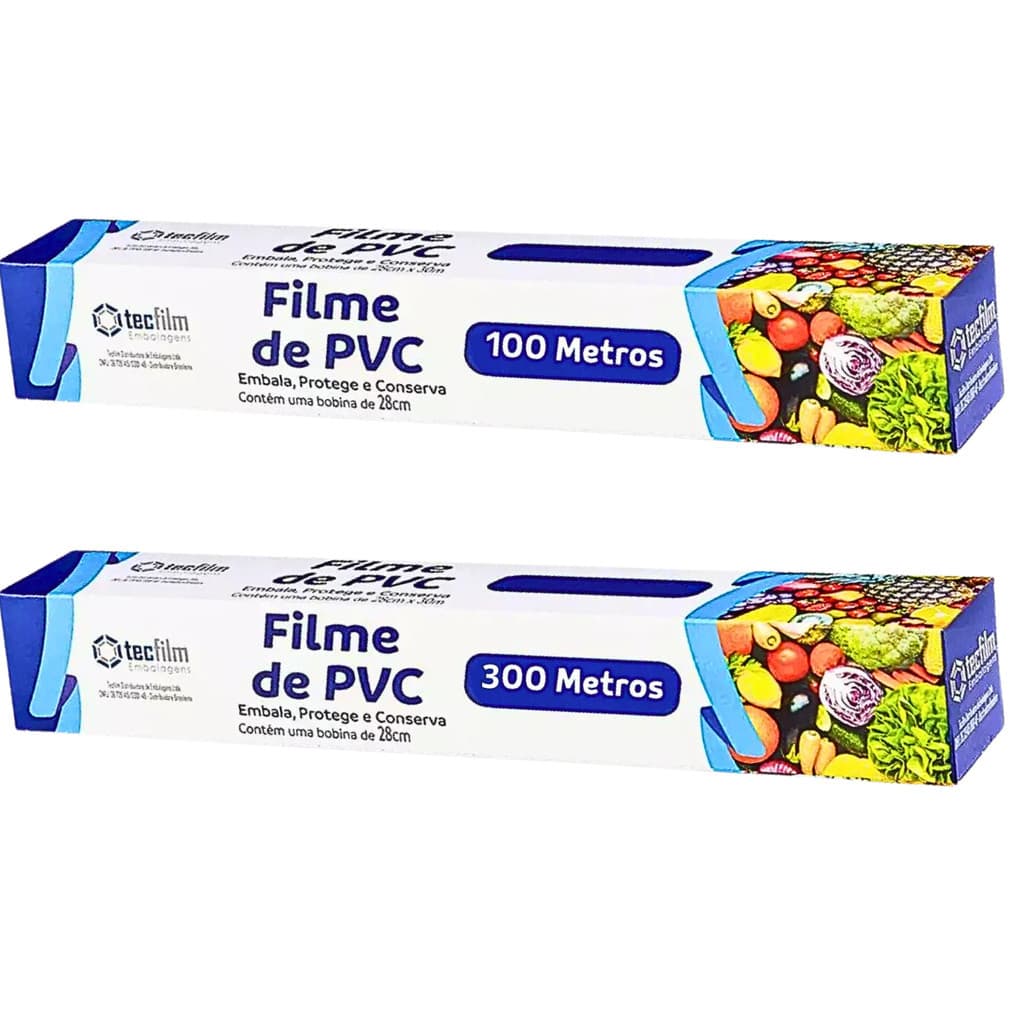 Filme Pvc Plastico 28cm X 300m Ou 100m - Rolo / Bobina 1 Un