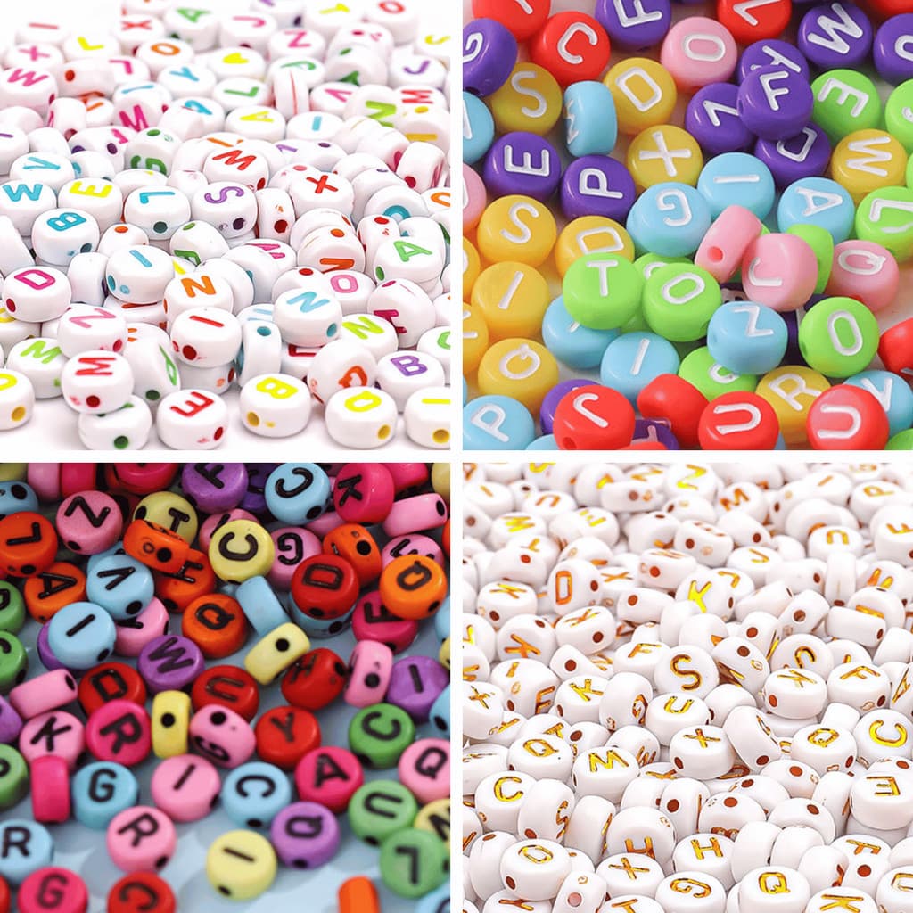500 Letras Alfabeto Miçangas Letrinhas Redonda Para Pulseira Infantil Colares e Bijuterias