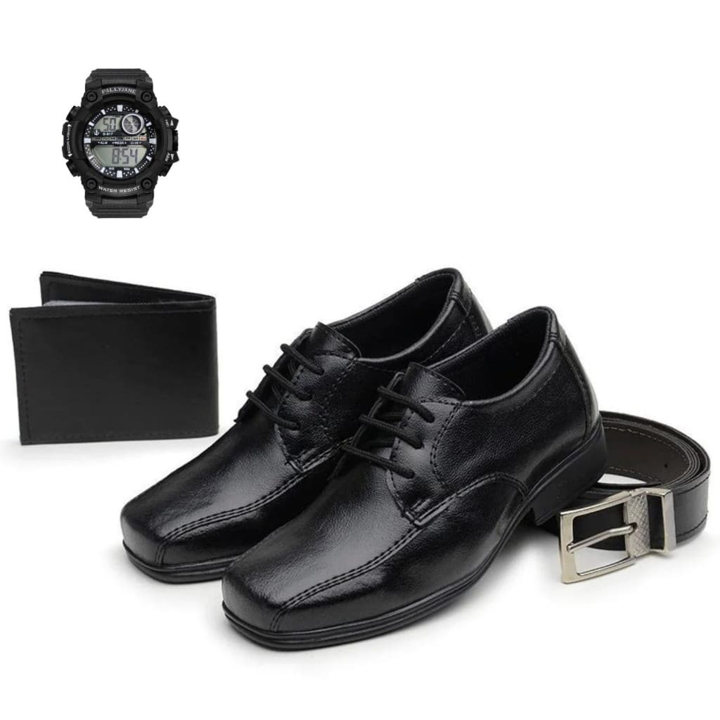 Sapato Social Infantil Masculino com Cadarço + Cinto + Carteira + Cinto Envio Rápido