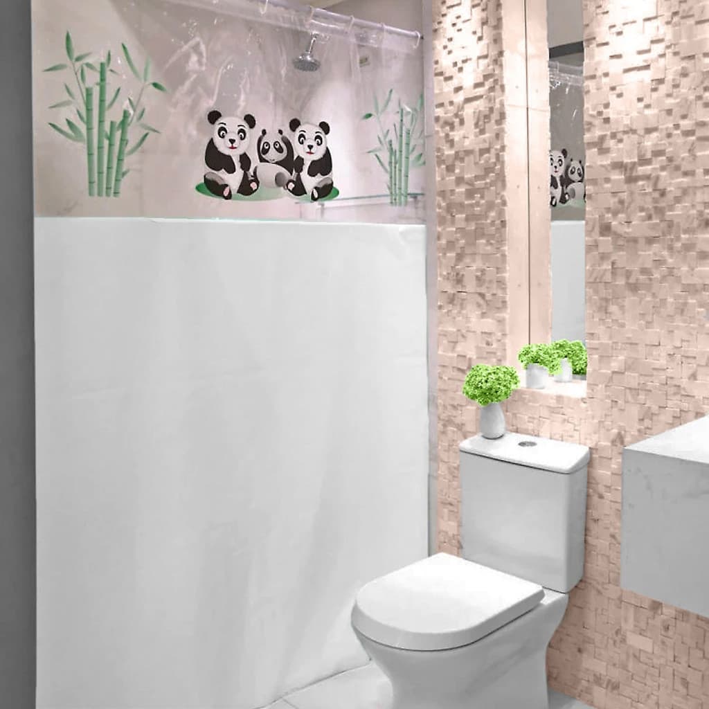Cortina Para Box De Banheiro Plástico Lisa Impermeável Panda Perfetto