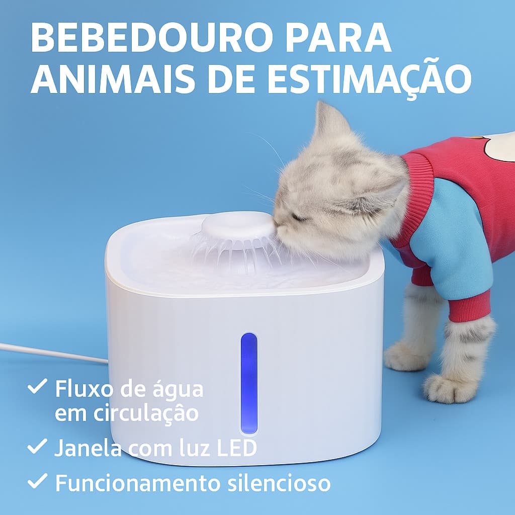 Bebedouro Fonte de água 3 Litro para gatos automático para animais de estimação