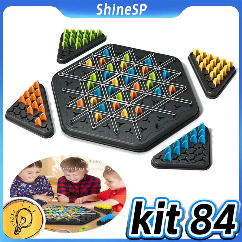 Kit 84 Pcs Brinquedo Geometria Cadeia Xadrez Puzzle Triângulo Jogos De Tabuleiro E Brinquedos Educativos