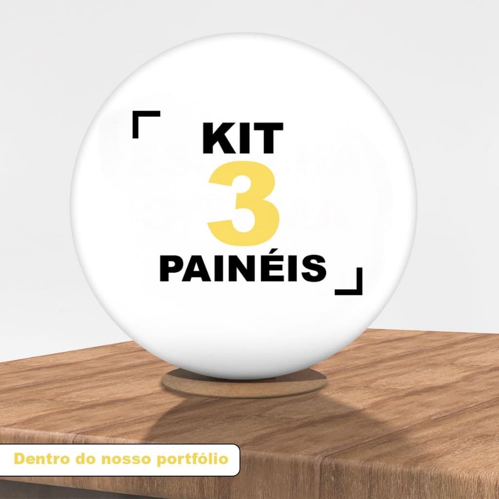 Kit 3 Painel Redondo 50x50 cm Tecido Sublimado - Escolha Seu Tema decoração aniversário