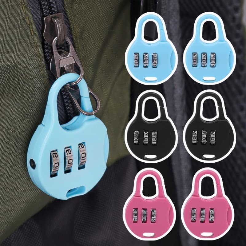 5Pcs Mini Cadeado Com Senha Colorida-Fechadura Código De Caixa De Carrinho Zíper Para Mochila Digital De Segurança-Armário De Dormitório , Diário , Mala Três Bits